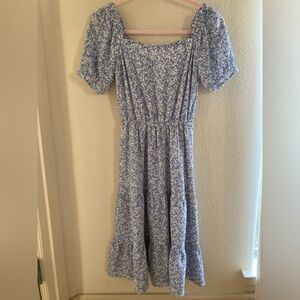 Blue and White Floral Dress